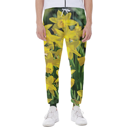 Yellow Daffodil Flower Print Scuba Joggers