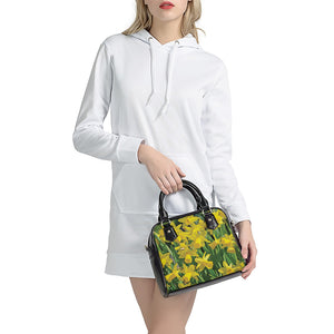 Yellow Daffodil Flower Print Shoulder Handbag