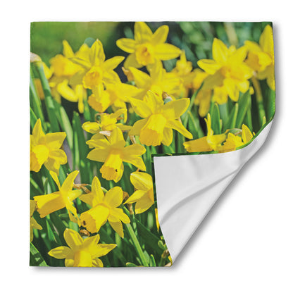 Yellow Daffodil Flower Print Silk Bandana