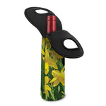 Yellow Daffodil Flower Print Single Neoprene Wine Tote