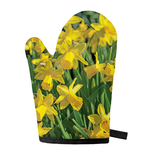 Yellow Daffodil Flower Print Single Oven Mitt