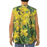 Yellow Daffodil Flower Print Sleeveless Baseball Jersey