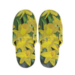 Yellow Daffodil Flower Print Slippers