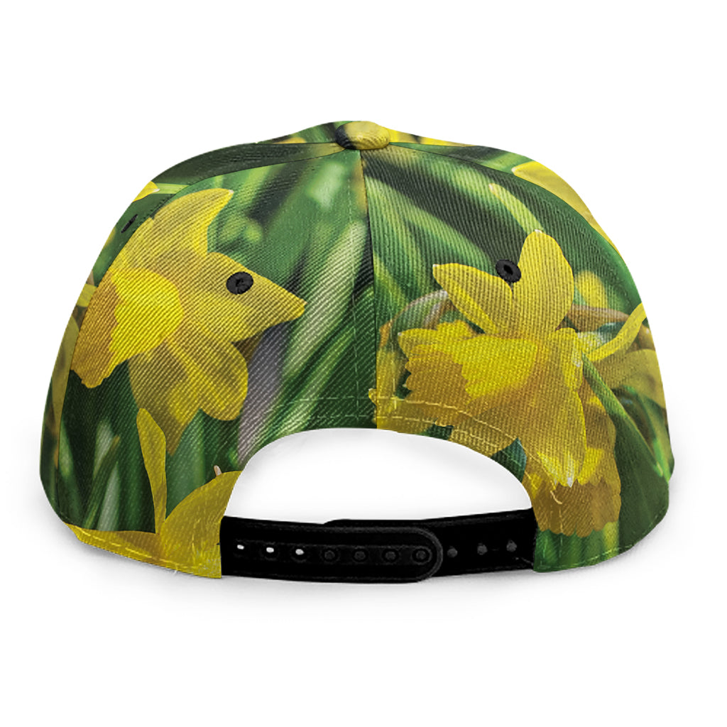 Yellow Daffodil Flower Print Snapback Cap
