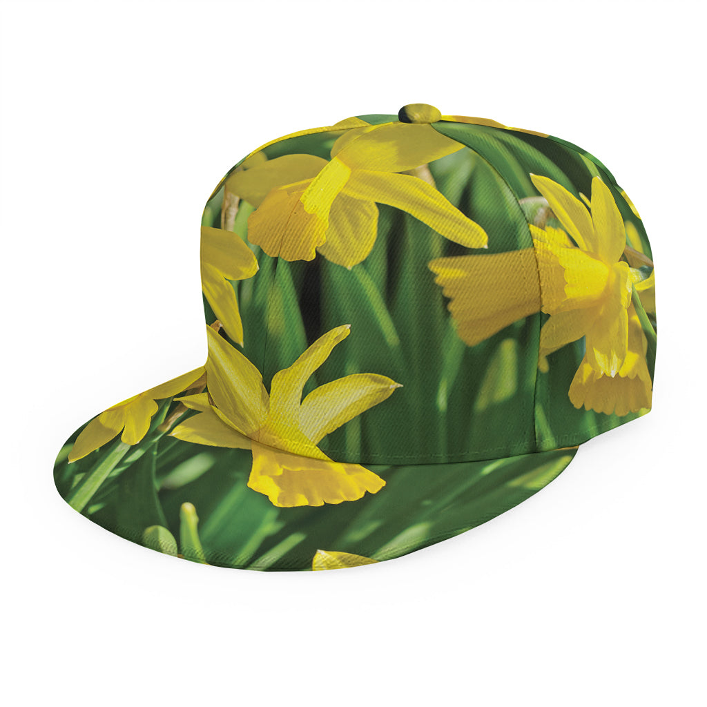 Yellow Daffodil Flower Print Snapback Cap