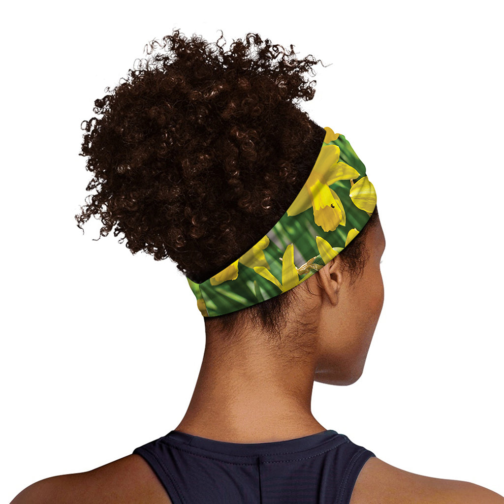 Yellow Daffodil Flower Print Sports Headband