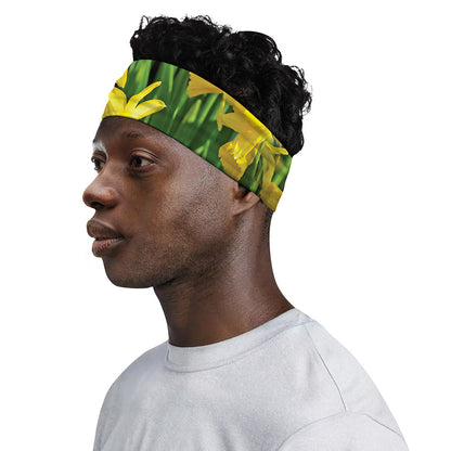 Yellow Daffodil Flower Print Sports Headband
