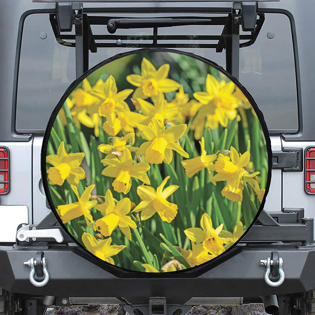 Yellow Daffodil Flower Print Tire Cover