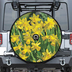 Yellow Daffodil Flower Print Tire Cover With Camera Hole