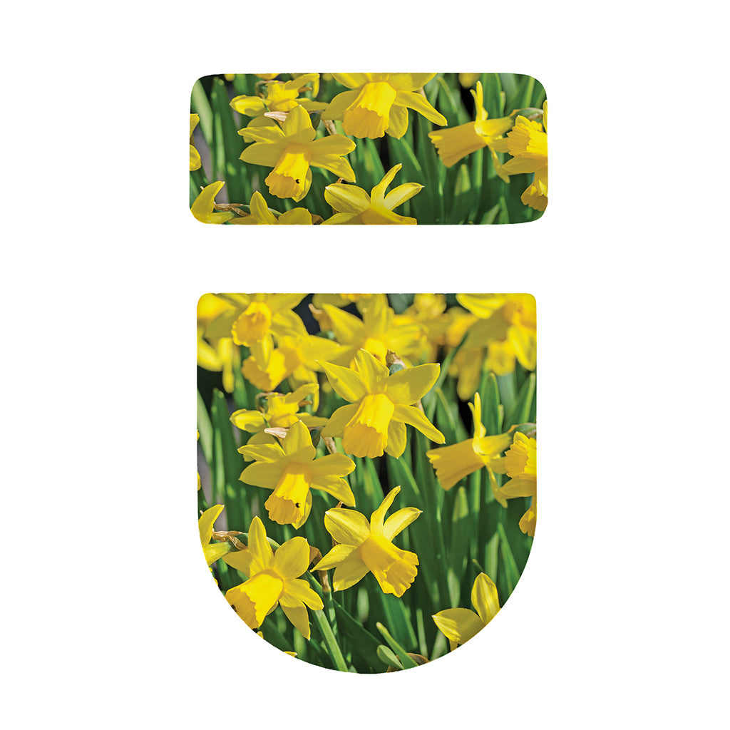 Yellow Daffodil Flower Print Toilet Lid And Tank Cover Set