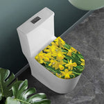 Yellow Daffodil Flower Print Toilet Lid Cover