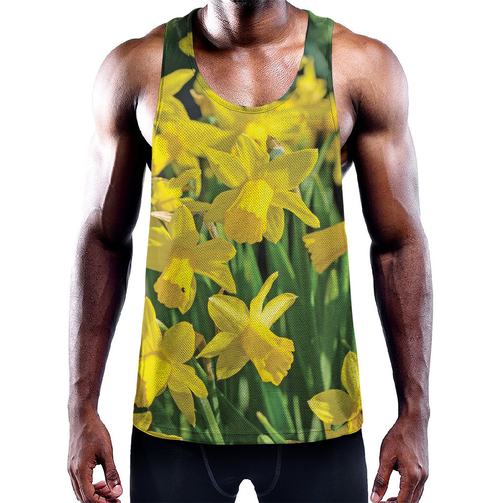 Yellow Daffodil Flower Print Training Tank Top