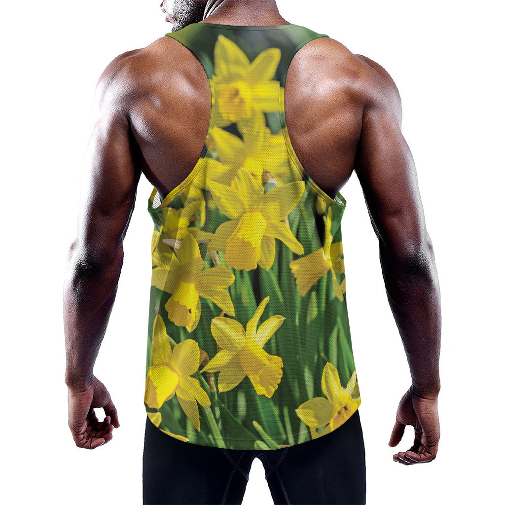 Yellow Daffodil Flower Print Training Tank Top