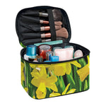 Yellow Daffodil Flower Print Travel Makeup Bag