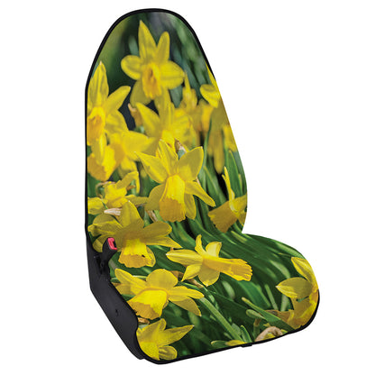 Yellow Daffodil Flower Print Waterproof Car Seat Cover