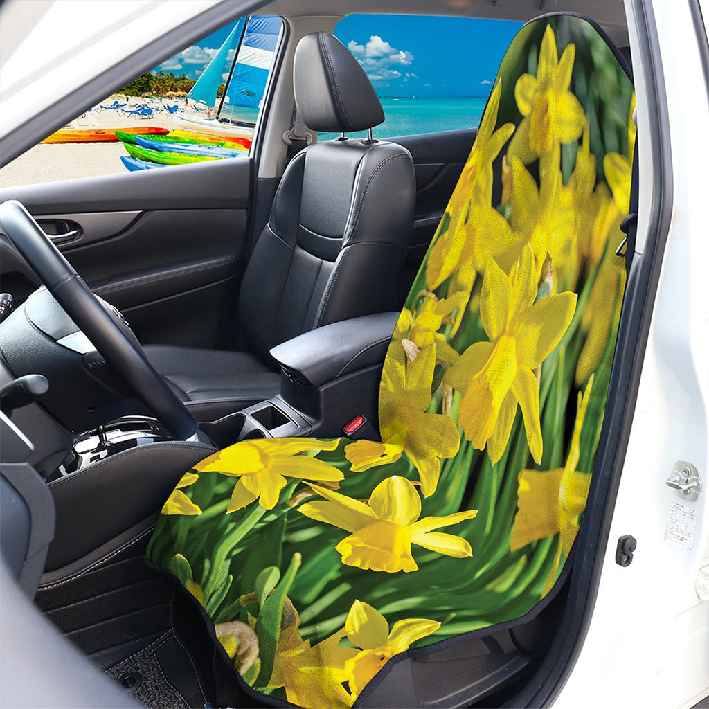 Yellow Daffodil Flower Print Waterproof Car Seat Cover