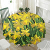 Yellow Daffodil Flower Print Waterproof Round Tablecloth