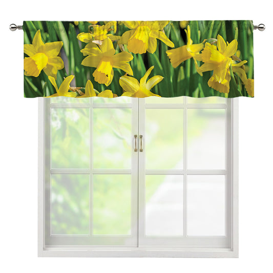 Yellow Daffodil Flower Print Window Valance
