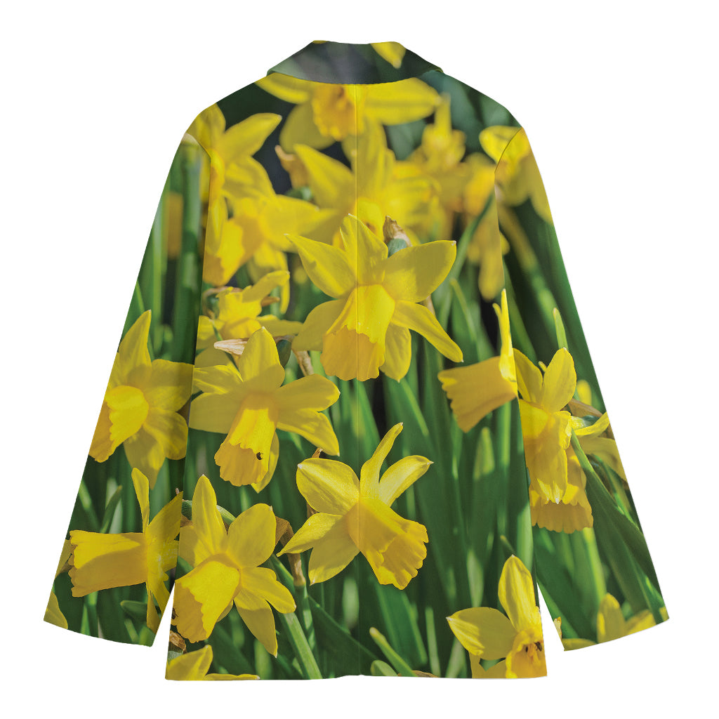 Yellow Daffodil Flower Print Women's Blazer