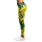 Yellow Daffodil Flower Print Women's Leggings