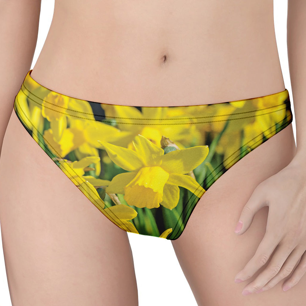 Yellow Daffodil Flower Print Women's Thong