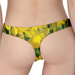 Yellow Daffodil Flower Print Women's Thong