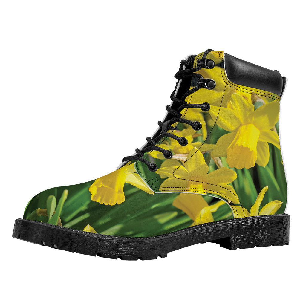 Yellow Daffodil Flower Print Work Boots