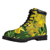 Yellow Daffodil Flower Print Work Boots