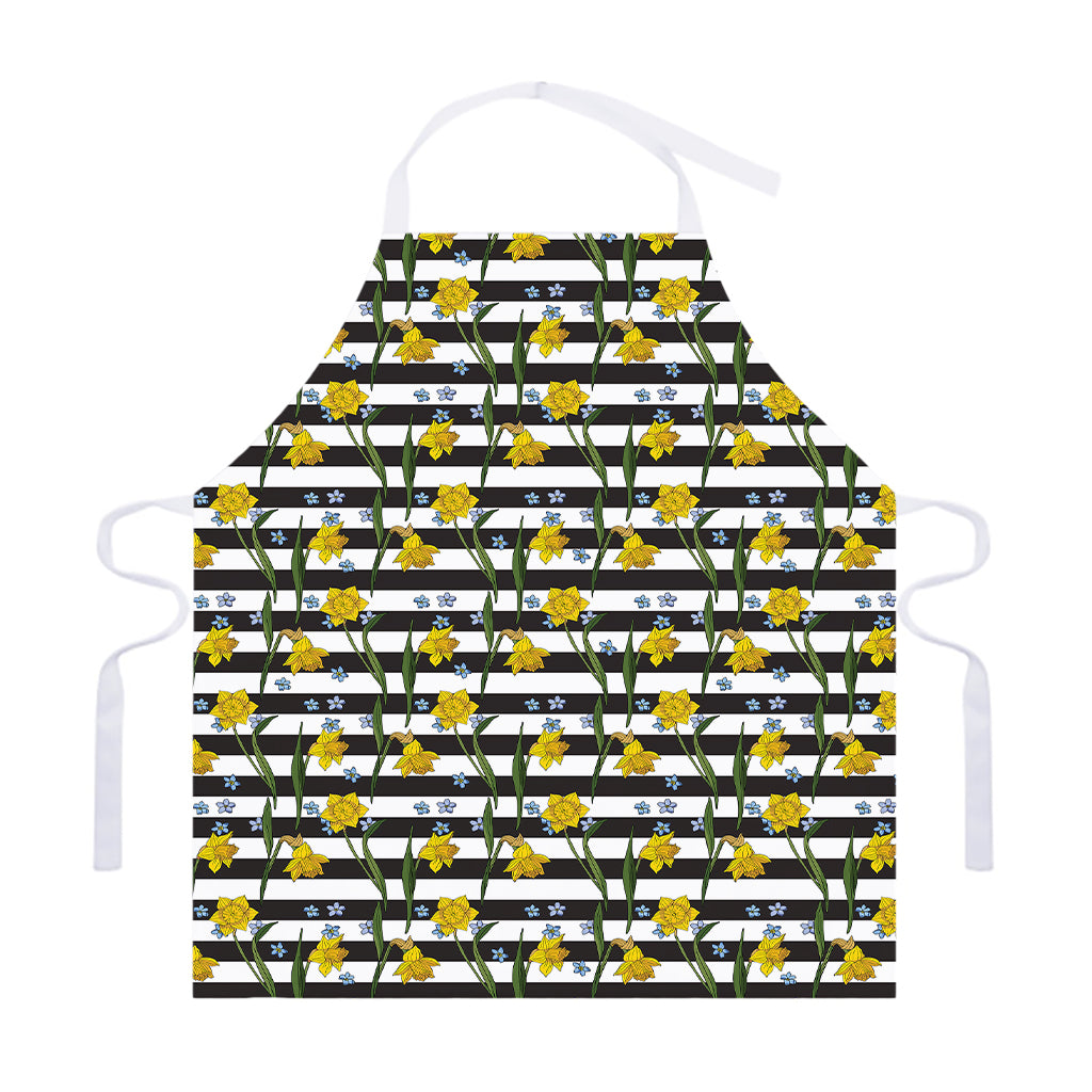 Yellow Daffodil Striped Pattern Print Adjustable Apron