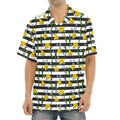 Yellow Daffodil Striped Pattern Print Aloha Shirt