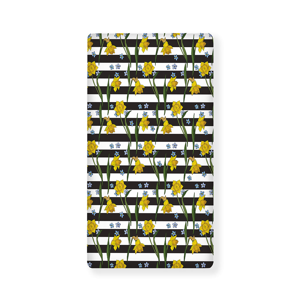 Yellow Daffodil Striped Pattern Print Baby Crib Sheet
