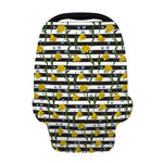 Yellow Daffodil Striped Pattern Print Baby Seat Cover