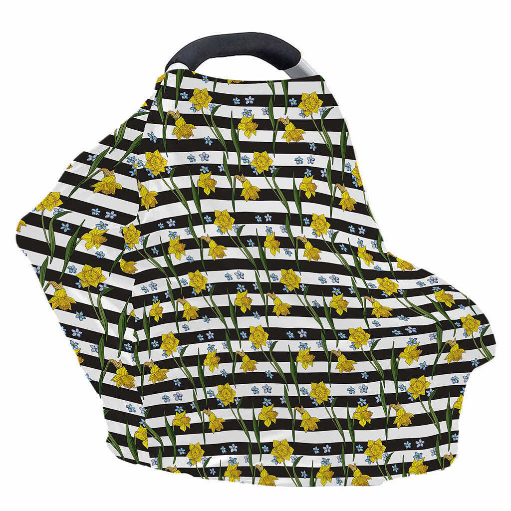 Yellow Daffodil Striped Pattern Print Baby Seat Cover