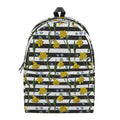 Yellow Daffodil Striped Pattern Print School Backpack
