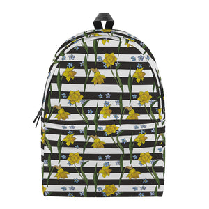 Yellow Daffodil Striped Pattern Print Backpack