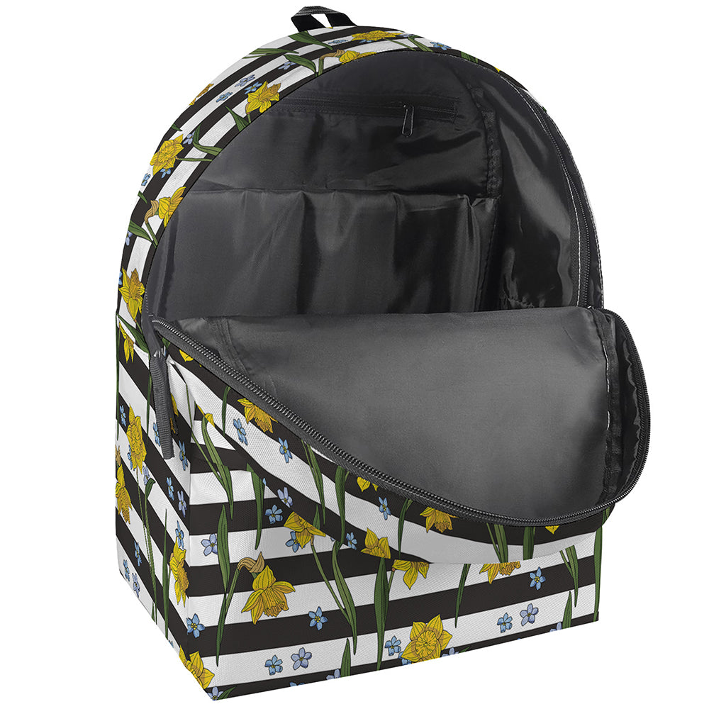 Yellow Daffodil Striped Pattern Print Backpack