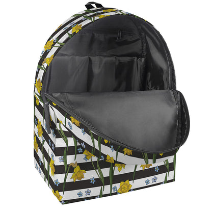 Yellow Daffodil Striped Pattern Print Backpack