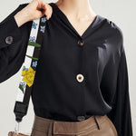 Yellow Daffodil Striped Pattern Print Bag Strap