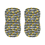 Yellow Daffodil Striped Pattern Print Bar Stool Covers