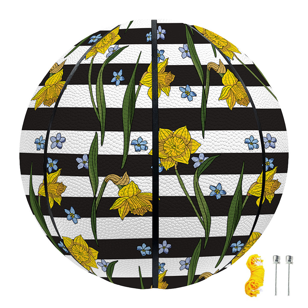 Yellow Daffodil Striped Pattern Print Basketball