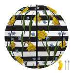 Yellow Daffodil Striped Pattern Print Basketball