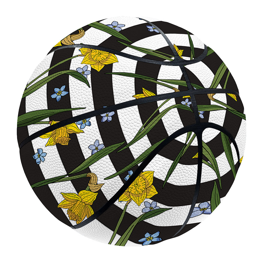 Yellow Daffodil Striped Pattern Print Basketball