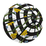 Yellow Daffodil Striped Pattern Print Basketball