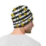 Yellow Daffodil Striped Pattern Print Beanie