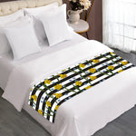 Yellow Daffodil Striped Pattern Print Bed Runner