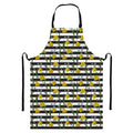Yellow Daffodil Striped Pattern Print Bib Apron With Pocket