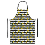 Yellow Daffodil Striped Pattern Print Bib Apron With Pocket