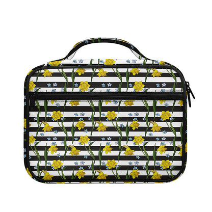 Yellow Daffodil Striped Pattern Print Briefcase Bible Bag