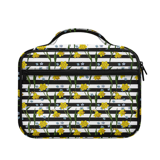 Yellow Daffodil Striped Pattern Print Briefcase Bible Bag