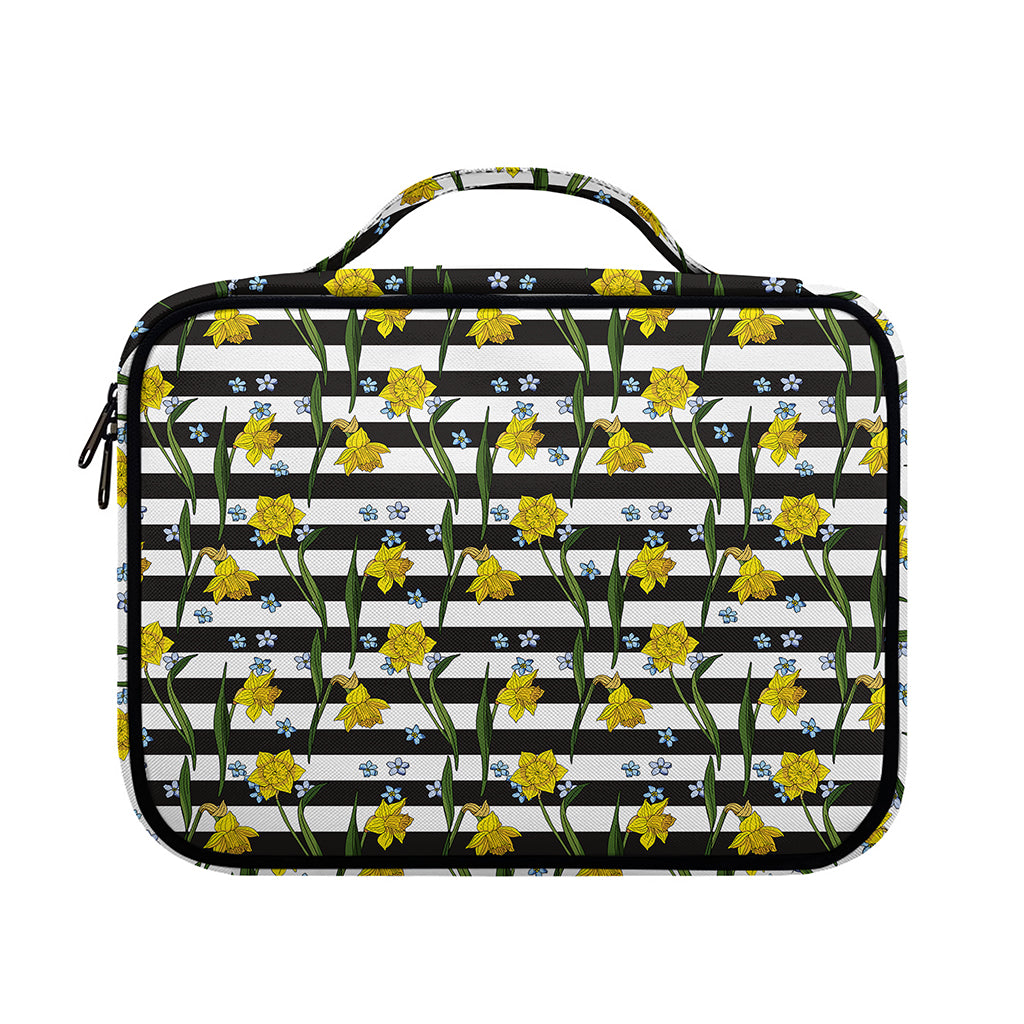 Yellow Daffodil Striped Pattern Print Briefcase Bible Bag